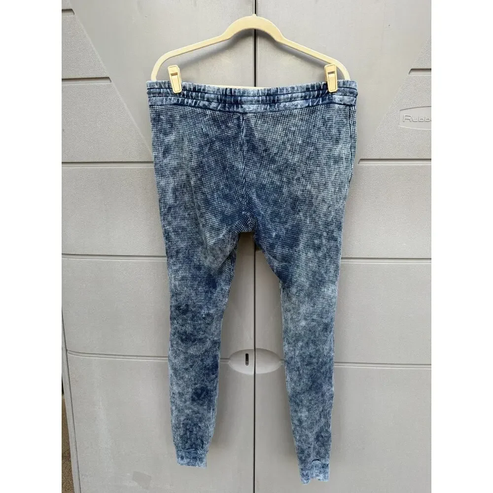 Cotton Citizen Men Blue Acid Wash Thermal Jogger Sweatpants Sz M USA Made Lounge